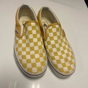 Vans Kids Yellow and White Checkered Sneakers